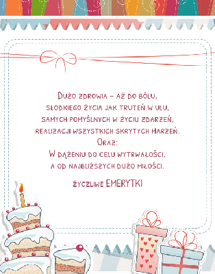 Życzenia dla emerytki od koleżanek